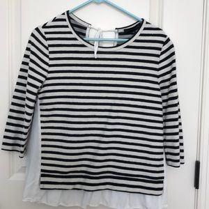 Sanctuary black and cream striped ruffle top